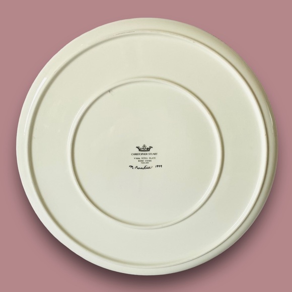 Vintage Christopher Stuart Royal Black 13” Bone China Platter Design M. Paradise - Picture 3 of 11